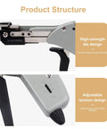 Built Tough Pro Grade Heavy Duty Stainless Steel Cable Tie Gun showcasing high-strength die and adjustable tension design