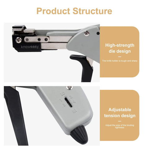 Built Tough Pro Grade Heavy Duty Stainless Steel Cable Tie Gun showcasing high-strength die and adjustable tension design