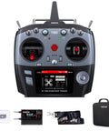 T16D 16Channel 2.4G RC Transmitter With R16F Receiver Supports ELRS And Crossfire shown with case and accessories