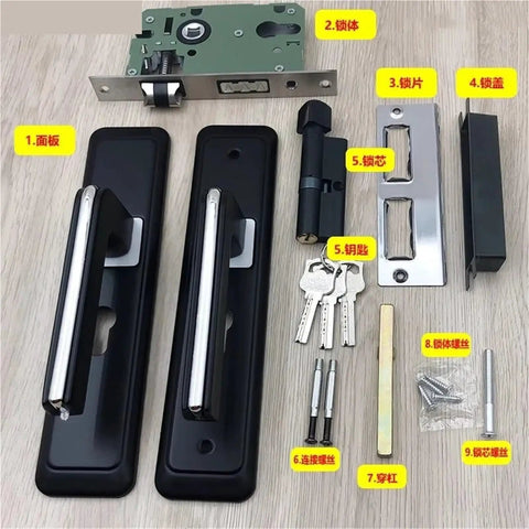 Black Aluminum Door Lock Set With Silent Handle For Bedroom And Bathroom Heavy Duty Aluminum Alloy Security Lock Hardware With Key