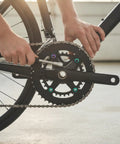 44T 130 Crankset With Bottom Bracket For Road Bikers, Lightweight Hollow Design, Anodized Finish, 170mm Length, Bike Conversion Upgrade For Smoother Speeds And Snappier Pedals on black road bike