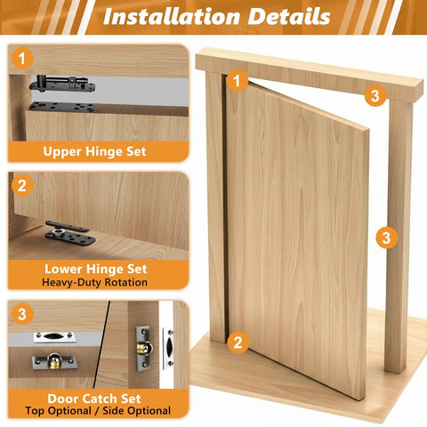 Heavy Duty Hidden Door Pivot Hinge Built To Last With 570 Lbs Capacity And 360 Degree Rotation, installation diagram