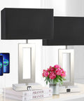 22-Inch Black Touch Table Lamps Set of 2 With No-Fuss Dual USB Ports, 3-Way Dimmable Touch Lamps for Bedroom Nightstand and Living Room