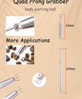 Pro Grade All In One Piercing Taper And Ball Grabber Tool Set 14G Through 20G for threadless insertion with quad prong grabber