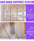 Heavy Duty Steel Drywall Jack Poles, Adjustable Cabinet Support Rod System 49-114 Inches at 90 and 45 degrees with load capacities.