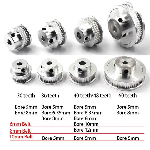 Heavy Duty Aluminum Timing Belt Pulley Featuring 30 Badass Teeth And An 8mm Bore Sized Perfectly For 6mm Width Belts Includes Pack Of 6 Plus Wrench.
