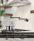 Matte Black Pot Filler Faucet Wall Mount Over Stove With Double Joint Swing Arms Brass Construction Fingerprint Resistant Finish Easy To Use And Clean Top Notch Kitchen Faucet Solution For Time Saving And Stress Free Cooking