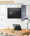 Compact Mini Safe Box For Home And Dorms With Key Lock, wall-mounted above a desk with installation steps illustrated.