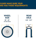 Portable Foldable Fluid Bike Trainer Stand requirements guide for wheel size 26-29 inches and rear axle 4.92-6.57 inches