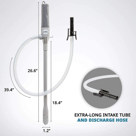 Auto Stop Fuel Transfer Pump With One Hand Operation And No Heavy Lifting 3X Power From D Battery Extra long tube and hose.