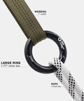 Black Large Rappel Ring 25kN for Rock Climbing Arborist Rescue Slackline Hammock Setup Heavy Duty Forged Gear with webbing and rope