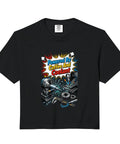 Cool Gauge Square Machinist Gifts For Him Soft Cropped T-Shirt With Vise CNC Tools Design Comfort Colors Heavyweight Cotton Beige Baggy Fit Tee featuring a graphic 'Powered By Coffee And Coolant'.