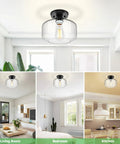 Dope Industrial Style Semi Flush Mount Ceiling Light 2 Pack With Clear Glass Shades installed in living room, bedroom, and kitchen
