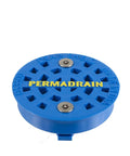 Locking 3.5 Inch Commercial Sink Strainer for Three-Compartment Food Prep and Pot Washing Sinks, blue plastic design
