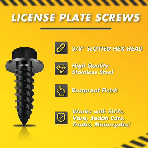 Beefy Black License Plate Screws 100 Pack, Rustproof and Weatherproof, Size 14 By Three Quarter Inch Slotted Hex Head Bolts benefits
