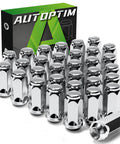 Chrome Closed End Lug Nuts Set 32 Pieces 9/16-18 Thread for Ram Trucks, with packaging box and single lug nut detail view.