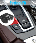 BMW Parking Brake Button Replacement Cover Kit For 2015-2019 5 Series F10 F07 installed close-up