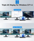 Triple 4K USB C Docking Station With Dual HDMI And DisplayPort, 1Gbps Ethernet, 100W PD, USB 3.0 Hub For Laptops showing extend and non-mirror mode