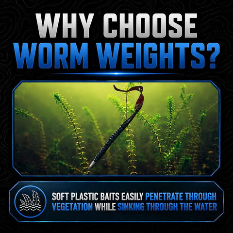 Bullet Worm Weights For Bass Fishing Texas Rig Sinkers Black One Eighth Oz flipping through underwater vegetation.