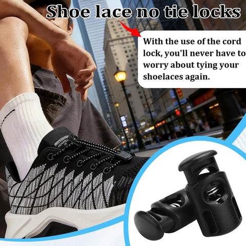 Ten Pack Paracord Cord Locks For Drawstrings Plastic Cord Lock Toggle Spring Stopper Clasp Easy Install Elastic Shoelace Tie Locks For Sweatpants Hoodies Shoes And Bungee Gear Ends Replacement Fits Up To 4.5 mm Rope, black plastic shoe lace no tie lock on sneaker