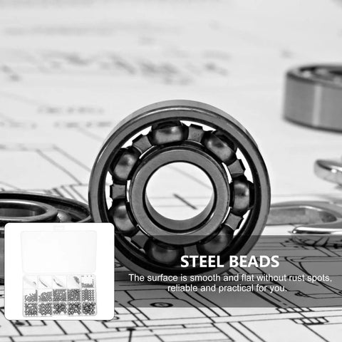 580-Piece Assorted Stainless Steel Bearing Balls Kit From 1.0mm To 10.0mm Portable Durable Precision Beads For Mechanical And Industrial Use DIY Projects And Hobby Gearheads, bearing kit on display