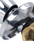 Close-up of Heavy Duty Brass Water Valve 1/2 Inch Female Npt Thread Fitting with shiny chrome finish and brass connection.