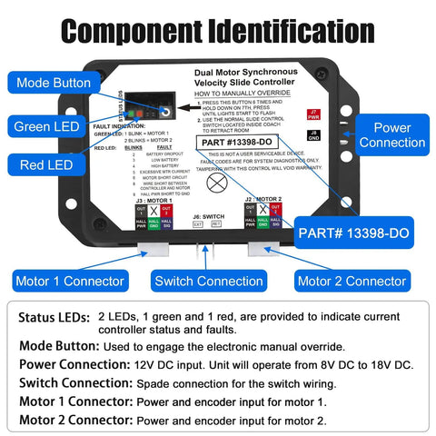 Diagram of 13398 D0 Dual Motor Synchronous Velocity Slide Controller Replacement For RV In Wall Slide Out V Sync II 211852 Lippert Compatible
