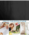 Black Flower Wrapping Paper Set, 40 Sheets, Cuttable Design For DIY Bouquets shown in use with flowers and scissors.