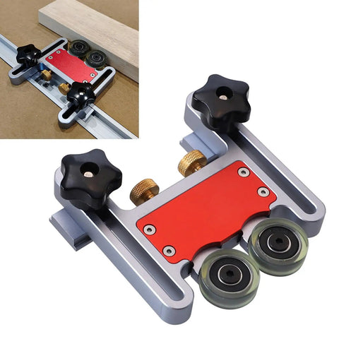 Pro Grade Table Saw Roller Jig For 30 Mm Sliding Tracks And T Slots Aluminum Alloy With Anodized Finish And Double Polyurethane Wheels Smooth Feeding System