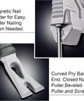 15 Inch Multi Function Demolition Tool Nail Puller with cross hatch hammer showing magnetic nail holder and pry bar detail
