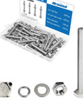 Do It Yourself 1/4-20 Hex Bolts Kit With 15 Two Inch Bolts, 15 Hex Nuts, 15 Flat Washers, And 15 Spring Washers For Quick Repairs And DIY Projects For Home And Workshop Use Or Quick Fixes: 1/4-20 x 2in stainless steel kit