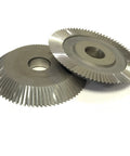 Pro Grade HSS Cutter 0010B 60x7.3x12.7 80 Teeth for Wenxing Key Cutting Machines 233A 233B 100B blades angled view
