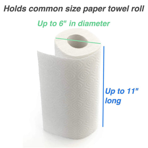 Paper towel roll dimensions for One Handed Tear Pegboard Paper Towel Holder, Stainless Steel, Hooks to Any Pegboard.