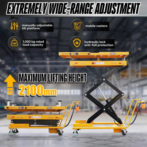 Heavy Hammer Electric Scissor Lift Platform Rated For 2600 Pounds Smooth Raise To 82.7 Inches With Remote Hydraulic System And Tilt Safety Lock Built Tough For Garage Auto Repair Crews, showcasing adjustable platform and mobile casters.