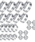 All In One Heavy Duty Stainless Steel Hose Clamp Kit With 24 Adjustable Worm Gear Clamps One Quarter Inch To Three Inches 6 To 76mm Ideal For Fuel Lines Garden Hoses Plumbing And Automotive Repairs displayed in varying sizes.