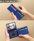 Slim RFID Blocking Leather Card Holder Wallet For Men With 14 Card Capacity Bifold Minimalist Wallet With 2 ID Windows Cash Slot