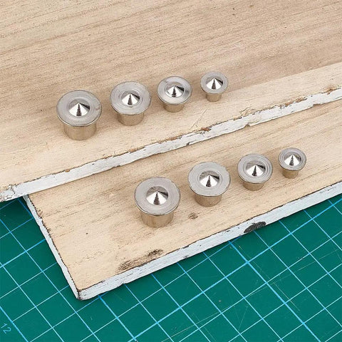 72 Pc Stainless Steel Dowel Center Pins Set Four Sizes for woodworking on wooden boards
