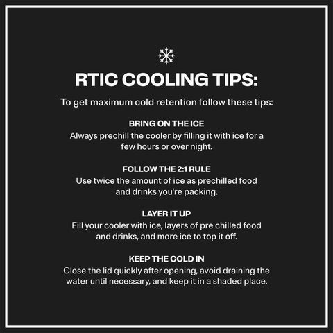 Text image with cooling tips for Ultra Light 32 Quart Cooler That Weighs 30 Percent Less Than Rotomolded Coolers, Portable Ice Chest.