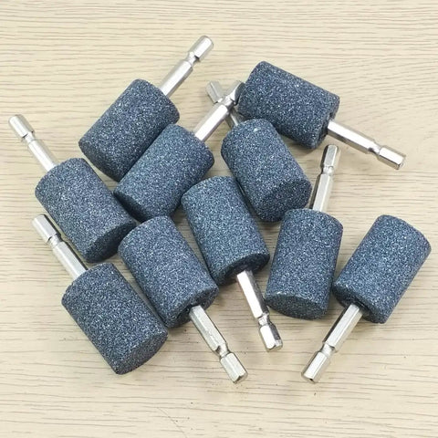 10 Pcs 25 mm Cylindrical Grinding Stones With One Quarter Inch Hex Shank Aluminum Oxide Grinding Bits For Drill And Rotary Tool