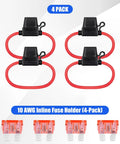 10 Gauge Inline Fuse Holder 40A Four Pack For 12V Cars Trucks Boats Marine ATVs Motorbikes with Durable 10 AWG Tinned Copper Wiring
