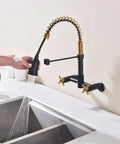 Oil Rubbed Bronze Farmhouse Kitchen Faucet With Pull Down And Pull Out Sprayer 59 Inch Hose Industrial Spring Design solid brass