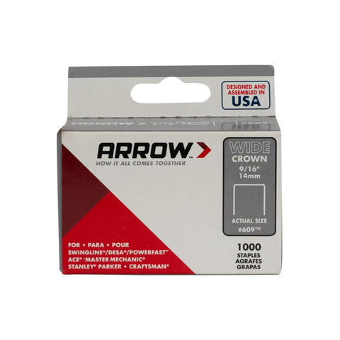 Pro Shop Heavy Duty Wide Crown Staples For Staple Guns Built Tough To Crush Upholstery Roofing Housewrap And Daily DIY Craft Jobs 9/16 Inch Legs 1/2 Inch Crown 1000 Count Box package with 1000 staples