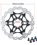 Floating Disc Brake Rotor 160mm 180mm 203mm Stainless Steel With 6 Bolts For Road And Mountain Bikes, shown with 6 bolts