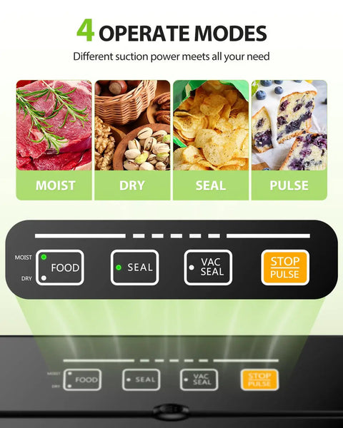 Control panel of Automatic Vacuum Sealer Machine With Built In Cutter, 90KPa Vacuum, Dry And Moist Food Modes, Pulse Function