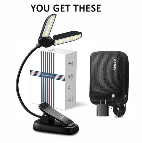 Clip On LED Book Light With Charger And Travel Case Covers Both Pages Warm White Reading Light With Strong Clamp