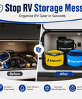 Reinforced RV Hose Storage Organizer With Three Color Coded Bags Clear Labels And Waterproof Cover for organized RV storage