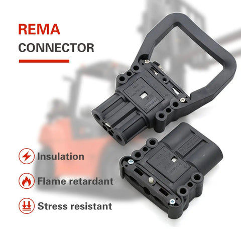 Hardcore Industrial Charging Plug For Forklifts And Electric Pallet Trucks 80A 160A 320A 150V black REMA connector with insulation features