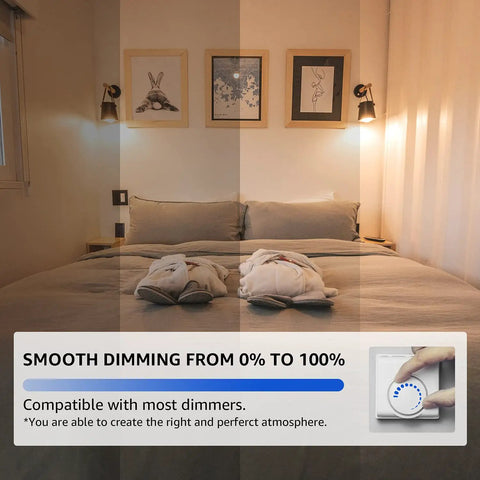 Bedroom with smooth dimming lights using Dimmable Vintage E26 LED Light Bulb 2200K Warm White 5.5W 60W Equivalent