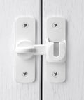 Dead Simple Matte White Gate Lock For Aluminum Barn Doors seamless latch detail for 90 and 180 degree angle mounting.