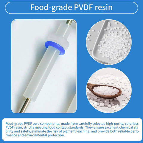 Dead Simple Steam Probe Set With Premium O Rings For Home Barista Upgrades and Crazy Smooth Steaming Results No Sweat Easy DIY Swap Replacement For Dual Boiler Espresso Makers, showcasing food-grade PVDF resin.